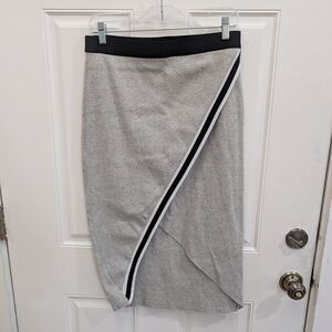 Viktoria + Woods Gray Pencil Skirt with Black Trim